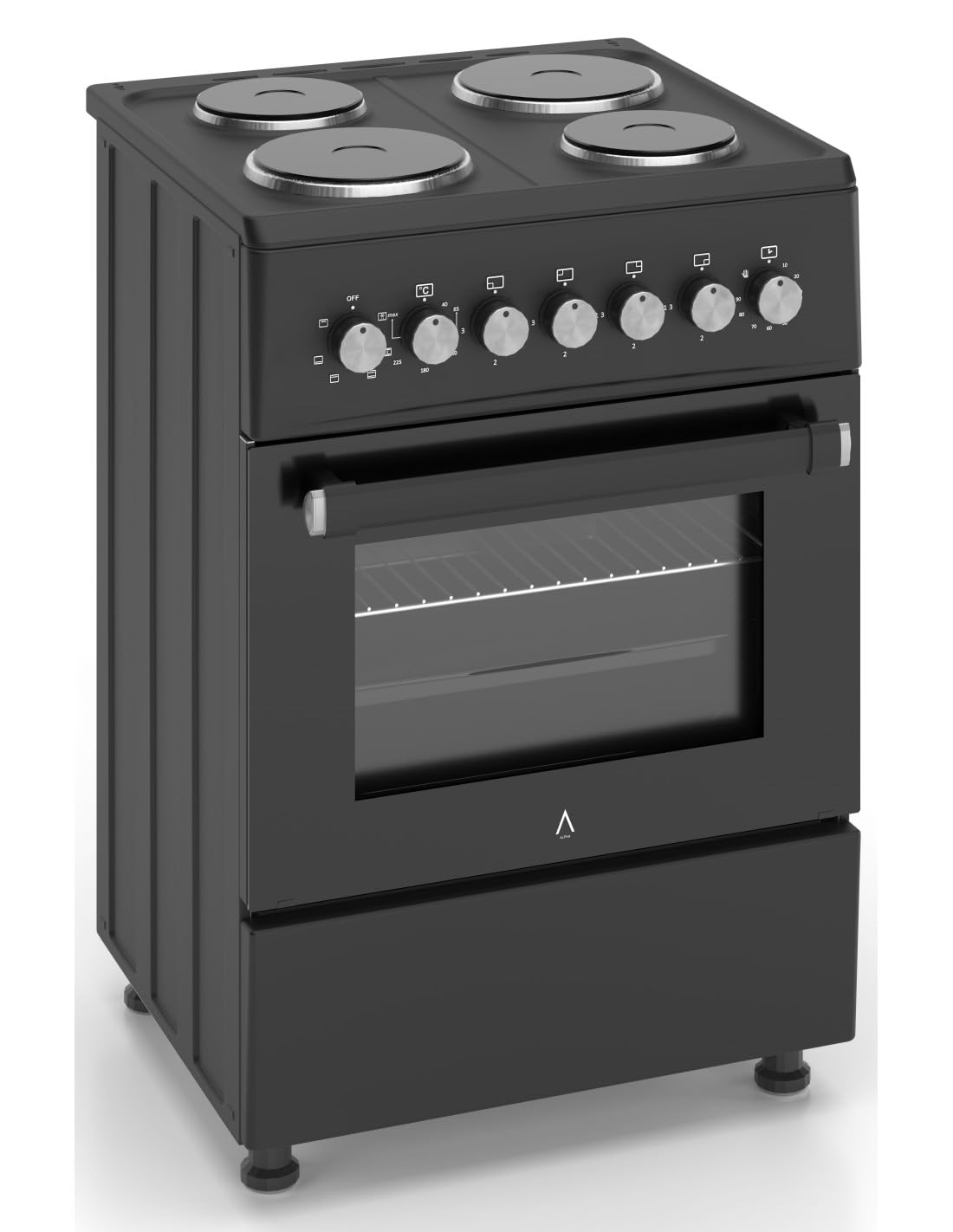 ALPHA Cocina Eléctrica VULCANO ELITE-60E Negro Mate, Horno 6 Funciones