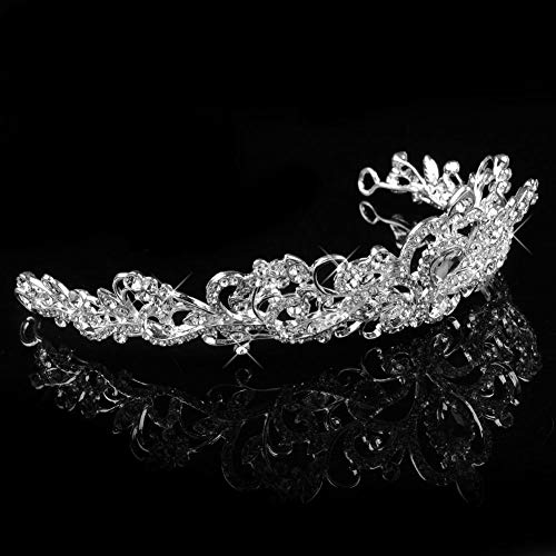 Vofler Crystal Tiara Silver Crown Headband Headpiece Rhinestone Hair Jewelry Decor For Women Ladies Little Girls Bridal Bride Princess Birthday Wedding Pageant Prom Halloween Costume Party #TOP5