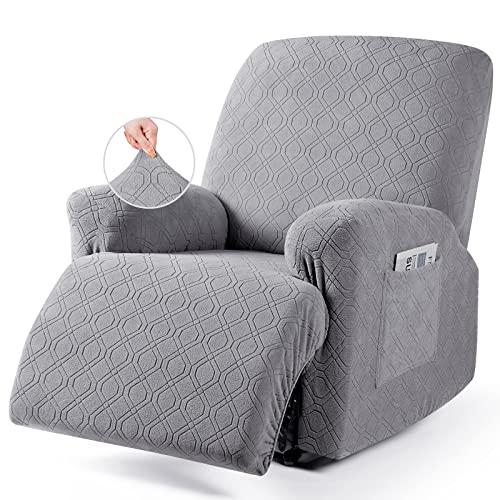 VANSOFY Recliner Chair Cover, 3-Pieces Stretch Recliner Covers for Recliner Chair Soft Reclining Chair Slipcover Furniture Protector for Dogs Cats(Light Gray)