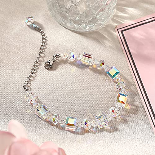 Wusarply Elemental Crystal Bracelet For Women Girl, Adjustable Link Bracelet, Jewelry Gifts For Friends And Lovers, Christmas Birthday Valentine's Day New Year Gift For Mom And Wife(Colorful) #TOP3