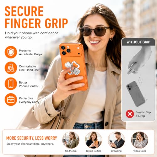 Image of Mizi 2Pack Clover Phone Ring Holder Stand, 360 Rotation & 180 Fold Finger Grip Kickstand, Strong 3M Adhesive, Bling Rhinestone Phone Ring for iPhone, Samsung & Most Smartphones - Silver