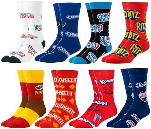 Crazy Socks–Snack Food Value Bundle – 8-Pack Novelty Crew Socks G...