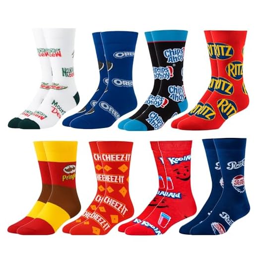 Crazy Socks, Unisex, Food, 8 Pack Junk Food, Crew Socks, Novelty Crazy Fun Silly