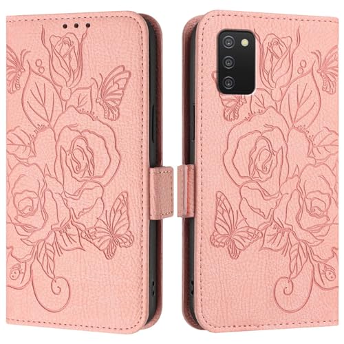 Étui portefeuille Samsung A03s 166 mm avec protection antichoc rose