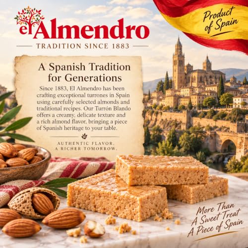 El Almendro Turrones, Turron Blando Nougat Candy, Creamy Almond Torrone From Spain, Traditional & Authentic Spanish Dessert Candy, Gluten Free, 1 Box, 7.05 oz. - image 5