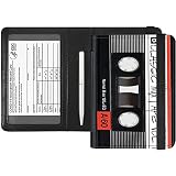 Rossy Passport and Vaccine Card Holder Combo,Passport Holder with CDC Vaccination Card Slot Leather RFID Blocking Wallet Travel Documents Organizer Protector Cover for Women Men,Retro Audio Cassette