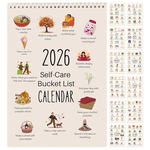 Motivational Calendar 2026 Bucket List Calendar, Mental Well