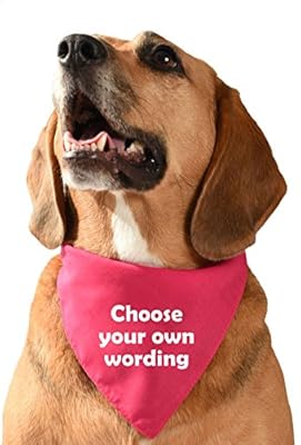 Customised dog bandana warning, temperament, special needs, personalise with own wording (cerise pink, regular)