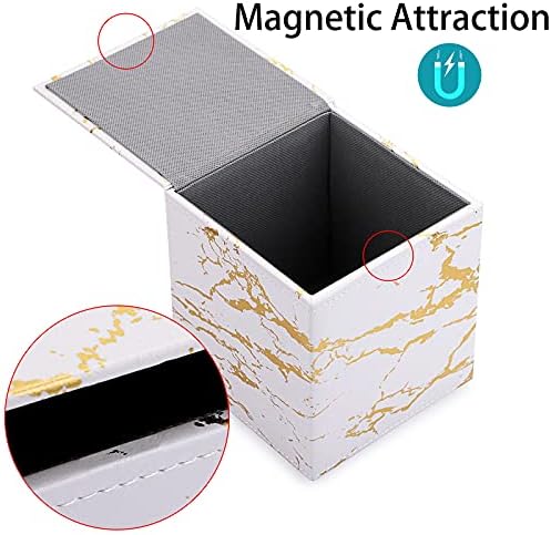 BTSKY PU Leather Household Office Cube Tissue Paper Holder Box Cover Case Napkin Holder (Marble Gold)