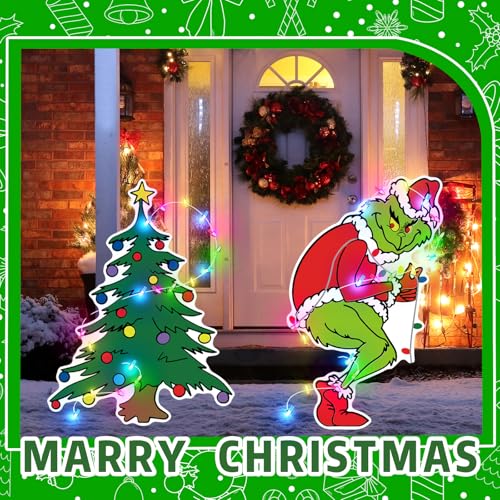 2 Pcs Christmas Yard Signs Stakes Decorations Large Christmas Garden Stake Outdoor Patio Yard Lawn Signs for Holiday Lawn Garden Pathway Decoration by Denylo pro - Used condition - Image 5