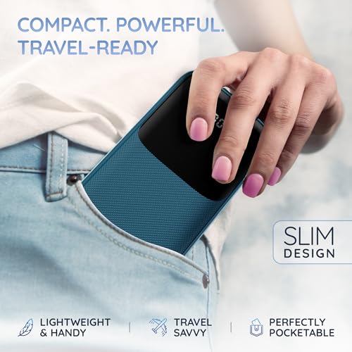 Image of Pebble Rapid Electra10 Power Bank |10000mAh, 22.5W Ultra Fast Charging | Digital Display | Built-in Cable | Type-C & USB-A Ports Compatible with Android Phones & iOS Devices | Pocket Size - Blue