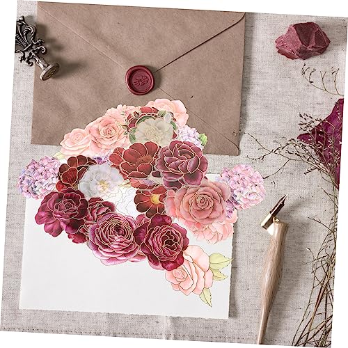 GAFOKI 50 Pçs Adesivos Florais Para Notebook Decoração Rosa Envelope Adesivos De Flores Para Noteboo