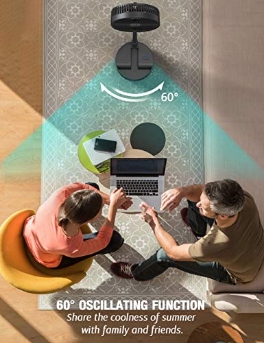 OPOLAR 2021 8-Inch Rechargeable Battery Operated Foldaway Fan, Remote Control, Oscillating, Timer, 7200mAh 4-Speed, Cordless Standing Pedestal Fan for Home Office Outdoor Camping Tent Travel - Thumbnail 3
