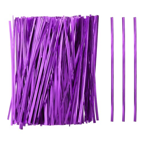 QUARKZMAN 800pcs Bolsas Twist Ties 6' Reutilizables Plástico Metálico Twist Ties Alambre Lazos para Fiesta Pan Dulces Pastel, Morado