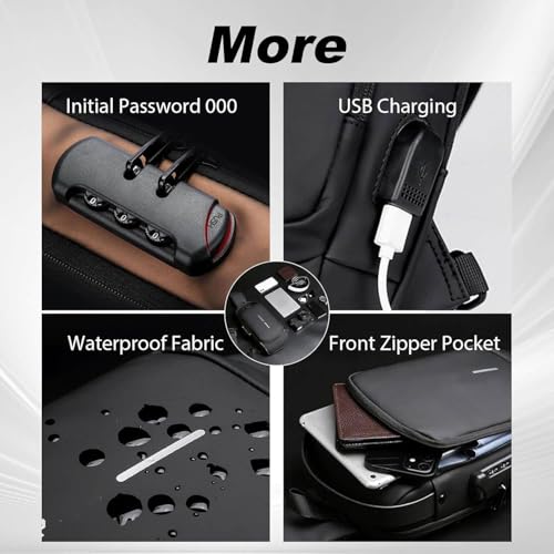 Leyweio Bag, Auricz Sling Bags, New Carbon Fiber Streamline Anti-Theft Sling Bag, USB Charging Sport Sling (Blue)3