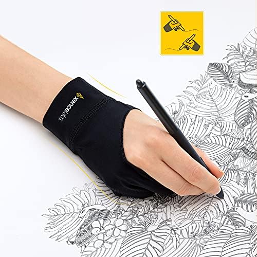XENCELABS, Artist Glove, Drawing Glove Left Right Hand for Drawing Tablet, 2 Finger Glove for Drawing Black Size S