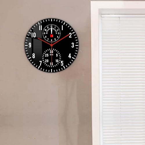 Miniatura 8 de Reloj de pared moderno de avión de 15 pulgadas, instrumento de vuelo de avión, reloj de pared decorativo con batería de cuarzo silencioso para