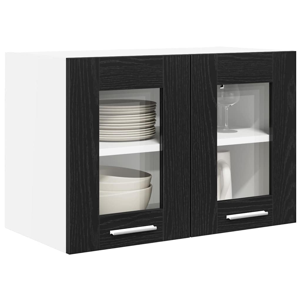 Moderno armario colgante negro efecto roble 60 x 31 x 40 cm, material de madera, armario de cocina duradero con 2 puertas, mucho espacio de almacenamiento para cocina