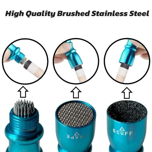 3 in 1 Pool Cue Tip Shapers,Red,Blue or Black Cue Tip Maintenance Tool,Tool Leather Bag,Pool Cue Tool,Billiard Pool Cue Accessories - Image 2