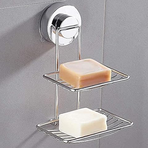 Beenle-Icey Doppelte Seifenschale Dusche Wandhalterung Seifenschale Badezimmer Seifenschale Seifenhalter Saugnapf Doppelt aus EdelstahlOhne Bohren Abnehmbare Cover