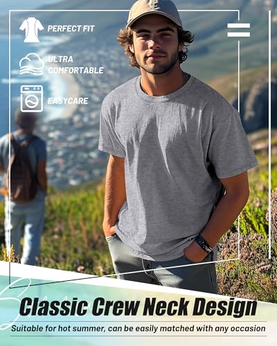 Neer 7 Pack Men's Big and Tall Shirts Summer Cotton Short Sleeve Tee Crew Neck Casual Top Basic Oversize T Shirts4