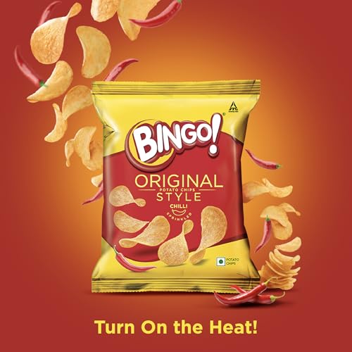 Image of Bingo ! Original Style Chilli Sprinkled - Flat Cut Spicy Potato Chips Pack For Snacks,45 Gram /43G(Weight May Vary) (Pack of 3)