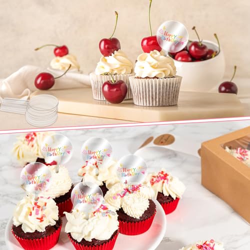 Lusofie 583194_1_6PVPGXVA 30Pcs Round Acrylic Cupcake Toppers 2 Inch Circle Acrylic Cupcake Toppers Diy Round Cupcake Picks Mini Wedding Cupcake Topper Sticks thumb #2