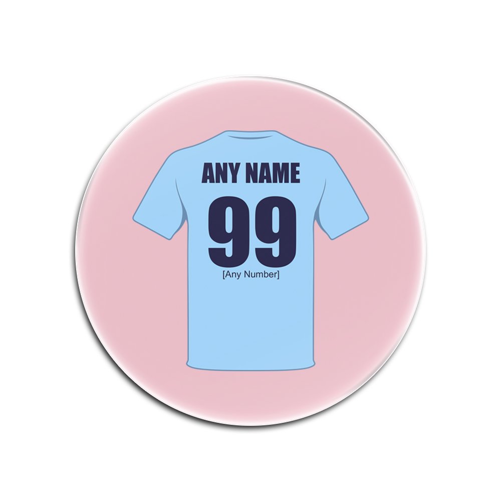 UNIGIFT Personalised Gift - Manchester Glass Round Coasters (Football Club Design Theme, Colour Options) - Any Name/Message on Your Unique Mat Pad - The Citizens Sky Blues City