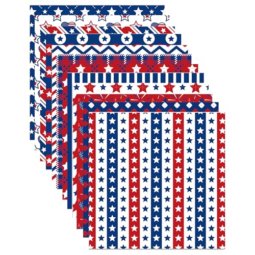 24 Sheets American Flag Pattern Paper American National Day Scrapbook Paper 12 x 12 Patriotic Memorial Day Star American Flag Decorative Craft Papers for Independence Days DIY Card Making Scrapbook