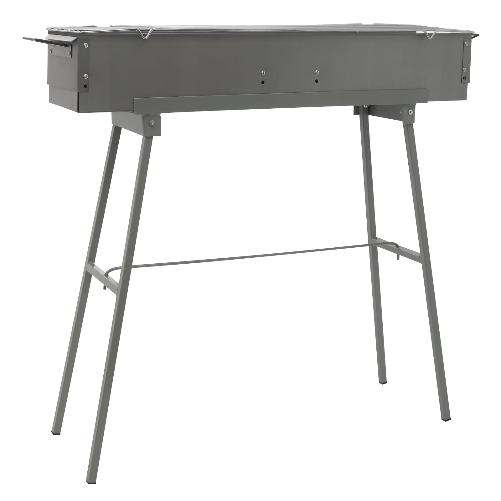 Barbecue portatile a carbonella, 80 x 18 cm, pieghevole, portata 35 kg, griglie in lega di zinco e ferro