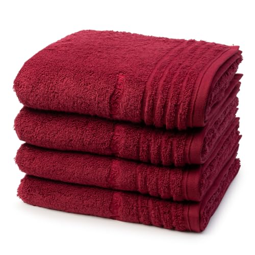 Vossen - 4 teiliges Frottier-Set - Vienna Style Supersoft (4 X Handtuch im Set) - 620 g/m2 - Baumwolle - Frottee - saugstark - weich und flauschig - Rubin