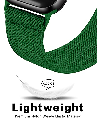 Image of AMANECER Stretchy Nylon Watch Band Compatible with Apple Watch Series 11 /10 /9 /8 /7 /6 /5 /4 SE 3 /2 /1, Adjustable Braided Elastic Sport Loop Rugged Straps for iWatch Women Men (Hunter Green, 38 /40 /41 /42MM)