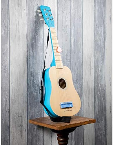 New Classic Toys - 10301 - instrument muzyczny - zabawka drewniana gitara - naturalna/niebieska