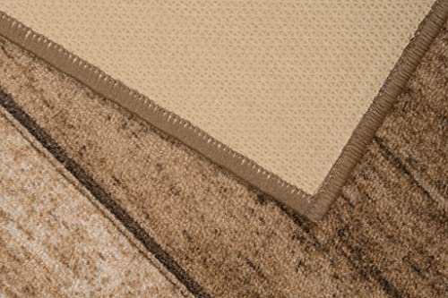 TAPISO Anti Rutsch Teppich Läufer rutschfest Brücke Meterware Modern Hellbraun Creme Streifen Meiliert Design Flur Küche Wohnzimmer Diele… – Ansicht 6