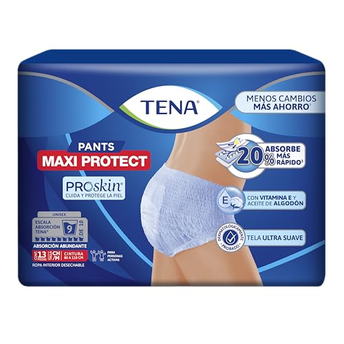 Opiniones de Ropa de una pieza para comprar online. 50 TENA Pants Maxi Protect, ropa interior desechable para incontinencia, Mediano, 13 Piezas