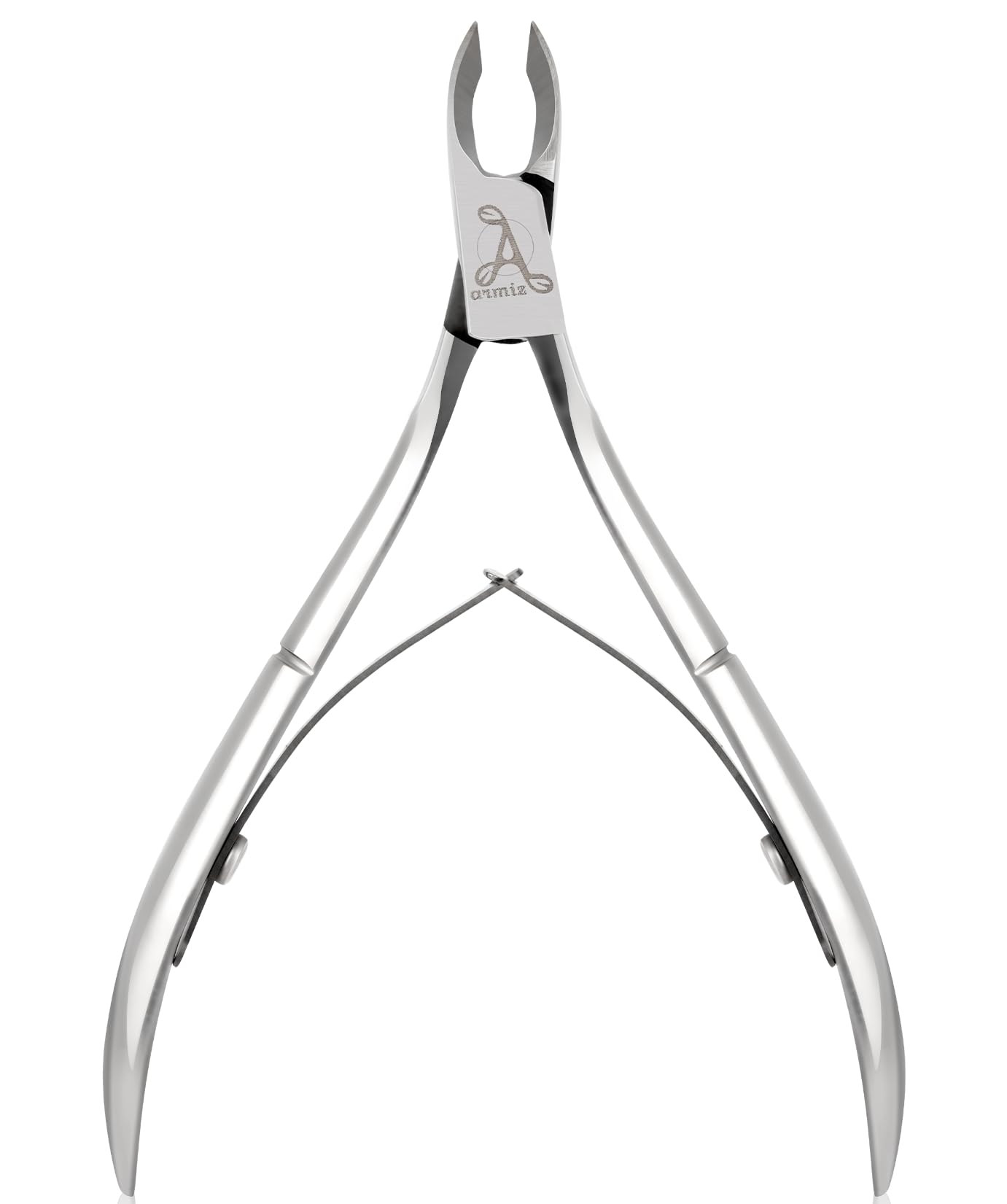 Armiz Cuticle Cutter Stainless Steel Professional Cuticle Nippers for Manicure and Pedicure - Cuticle Remover Tool (Silver) with 0.25-inch Sharp Blade to Trim Tough Cuticles, Dead Skin, and Hangnails