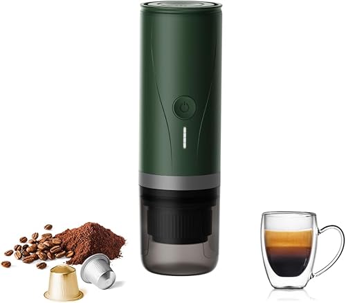CERA+ Máquina de café espresso portátil, cafetera eléctrica autocalentable, presión de 20 bares, compatible con cápsulas NS y café molido para