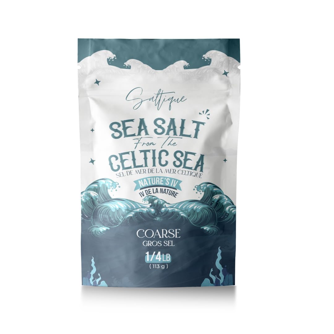 Saltique1/4lb Celtic Sea Salt Coarse - Packed with 82 Minerals Helping You Stay Hydrated, Improve Electrolyte Balance, and Experience Optimal Muscle and Nerve Function - Doctor Recommended