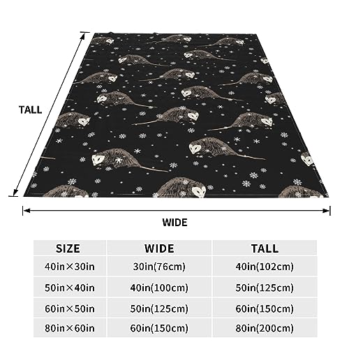 Opossum Throw Blanket Soft Cozy Plush Warm Fleece Blanket for Sofa Couch Bed 60\"X50\"