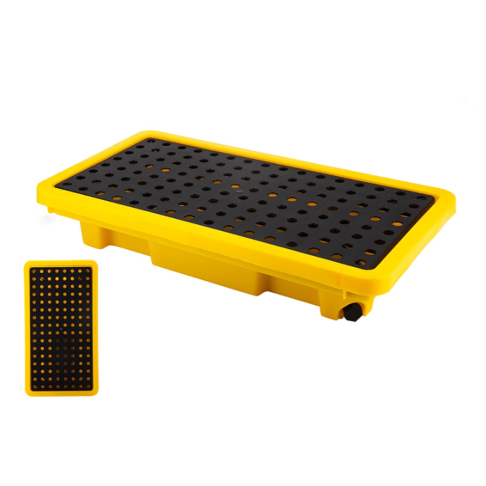 QUSYZD Spill Containment Tray with Drain Outlet, Stackable Modular Platform for Oil Barrels, Prevents Leaks and Spills,B