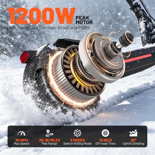 Image of Electric Scooter Adults, 1200W Motor Fast E Scooter Heavy Duty 300+ lbs | Max 32mph & 38 Miles, Big 48V Battery,10 inch Off Road Tires, Dual Suspension & Brakes,Turn Signal, Foldable for Teens Commuting