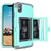 iPhone Xs Max Wallet Case - WeLoveCase Defender Wallet Card Holder Cover with Hidden Back Mirror Heavy Duty Protection Three Layer Shockproof Armor Full Protective Case for iPhone Xs Max - Mint