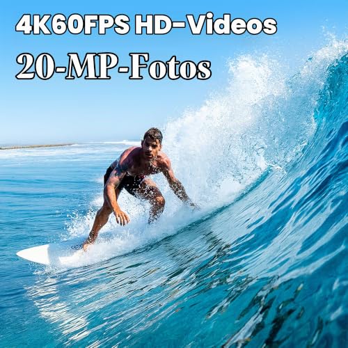 AKASO Action Cam 4K60FPS-Unterwasserkamera 20MP 60M Wasserdicht SuperSmooth Stabilisierung EIS 4.0,WLAN Actioncam mit 150° Weitwinkel,4xZoom,8X Slo-mo,2x1550mAh Akkus-Brave 8 Lite