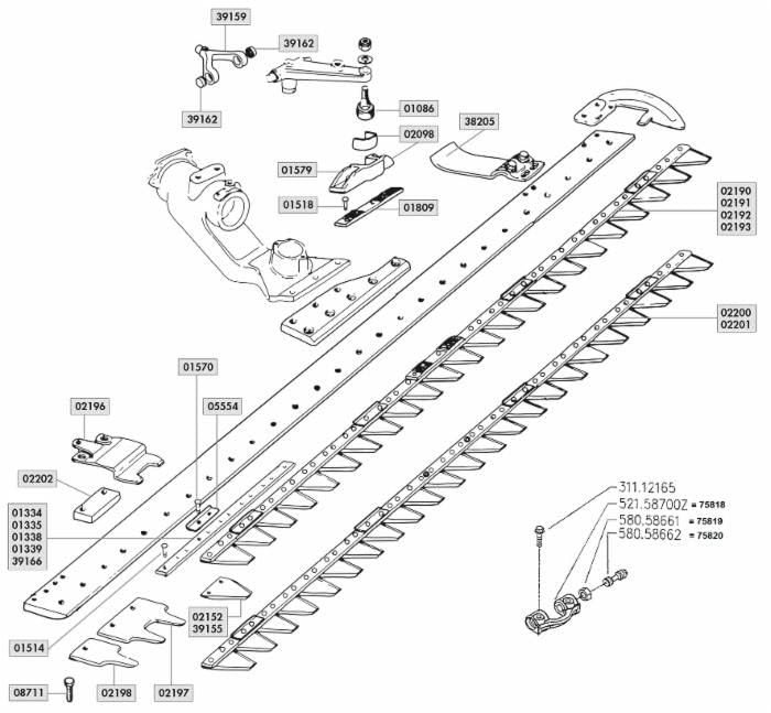 Lama Falciatrice Ama 80 cm per BCS 15 Sezioni Rigate