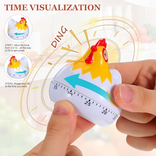 Zerodeko Mechanical Kitchen Timer 2 Pack Cartoon Hen Shape Cooking Timer Wind up Countdown for Restaurant Cooking Home Baking Study Time 2.63 X 2.55 X 2.55 in by Zerodeko - Used condition - Image 5