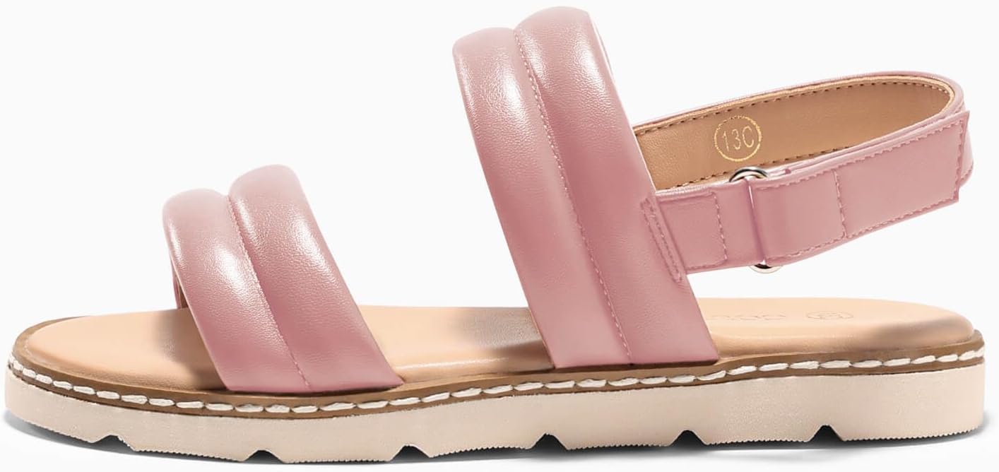 Coutgo Girls Sandals Comfort Open Toe Flat Sandal Summer Dress Shoes with Adjustable Back Strap - Image 5