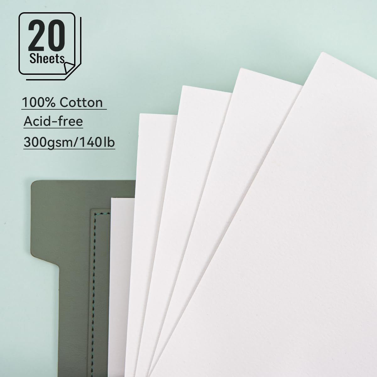 Lightwish Watercolor Sketchbook,100% Cotton Acid Free Watercolor Journal,300gsm/140lb Hot Press Watercolor Paper for Artists,Adults,Students,20 Sheets,9.25 * 6.3 Inches