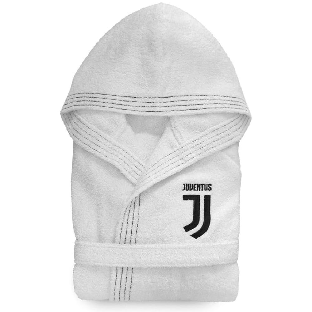 hermet Accappatoio Juve con Cappuccio | Accappatoi Calcio Juventus FC | Personalizzabile con Nome Ricamato PS 09653-B