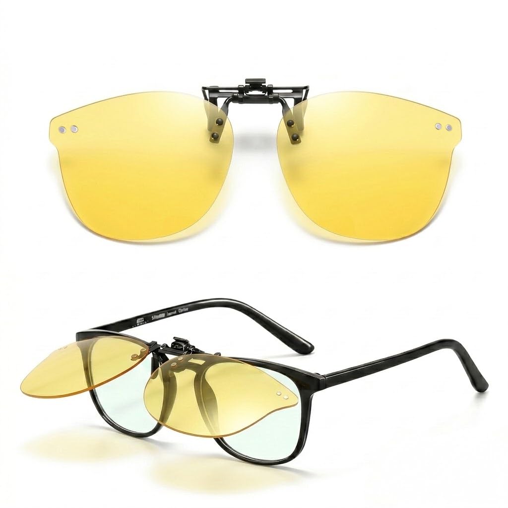 EBJDE Kids Clip on Night Sunglasses No Polarized Over Glasses for Boys Girls Square Flip Up Clip-on Sunglasses Over Glasses No Polarized
