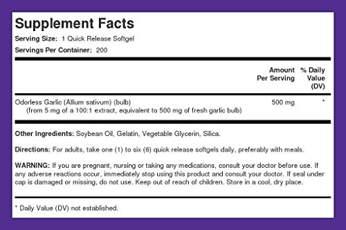 Piping Rock Odorless Garlic Softgels | 500Mg | 200 Count | Non-Gmo, Gluten Free #TOP7